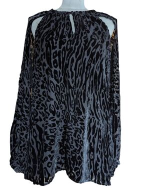 Altuzarra Luxe Silk Devore  Velvet Cut Out Long Sleeve Chika Blouse M